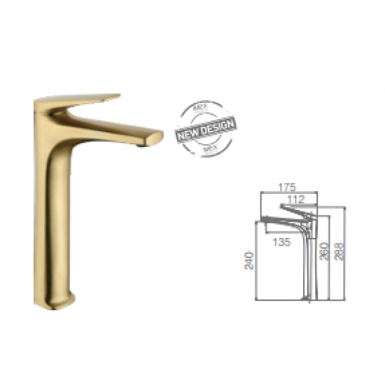 Μπαταρία Νιπτήρα Ψηλή IMEX DELOS BDD055-3OC Χρυσό Ματ Μπαταρία Νιπτήρα Ψηλή IMEX DELOS BDD055-3OC Χρυσό Ματ